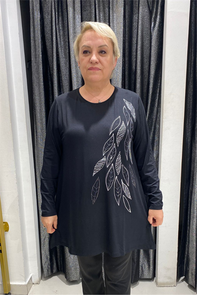 Selma Büyük Beden Yaprak Desenli Tunik