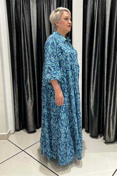 Selma Büyük Beden Yarım Kol Bol Form Elbise
