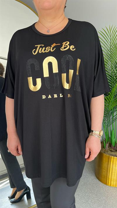 Selma Büyük Beden Yazı İşlemeli Bluz