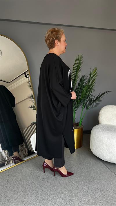 Selma Büyük Beden Yazılı İnci Detaylı Tunik/Elbise