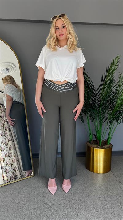Selma Büyük Beden Yüksek Bel Geniş Paça Pantolon