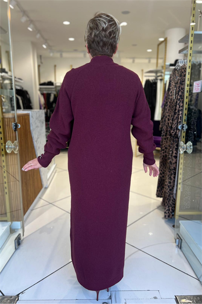 Selma Büyük Beden Yüksek Yaka İşlemeli Triko Elbise