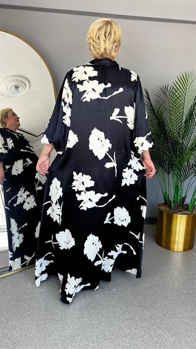 Selma Büyük Beden Zarif Çiçek Desenli  Elbise