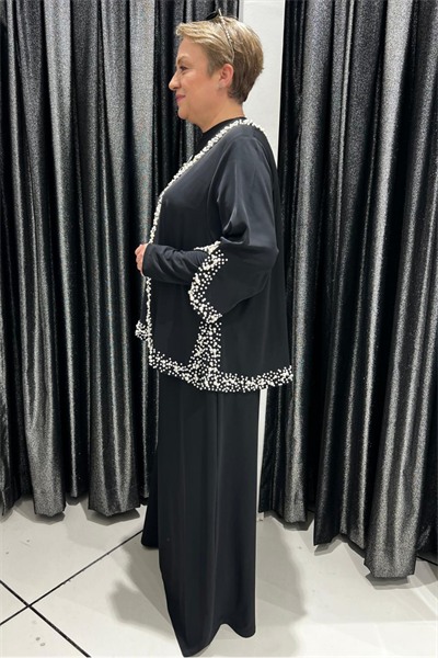 Selma Büyük Beden Zarif İnci İşlemeli Ceket