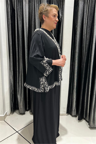 Selma Büyük Beden Zarif İnci İşlemeli Ceket