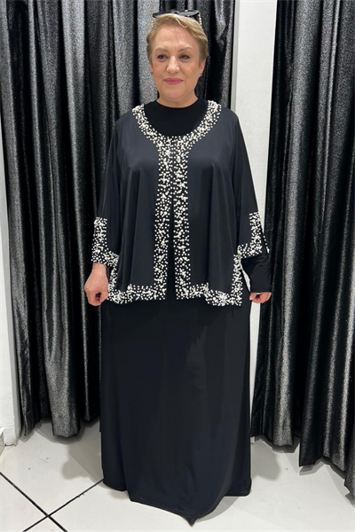 Selma Büyük Beden Zarif İnci İşlemeli Ceket