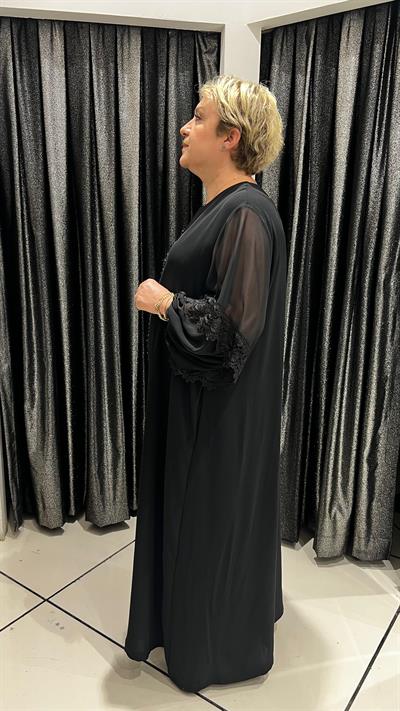 Selma Büyük Beden Zarif Siyah Elbise