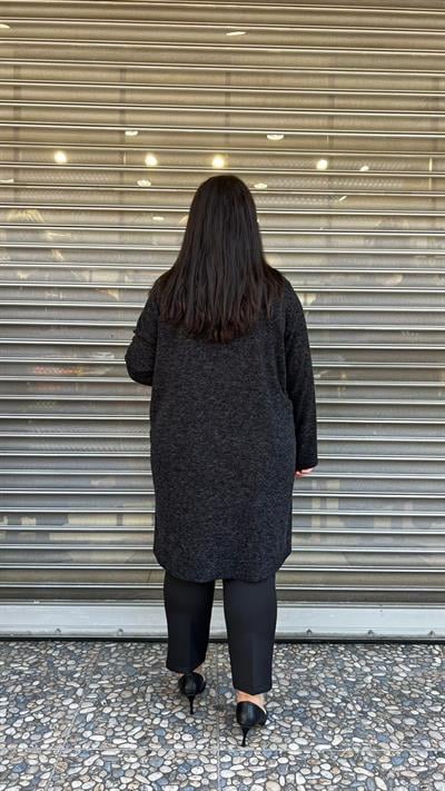 Selma Büyük Beden Zebra Desenli Deri Detaylı Tunik