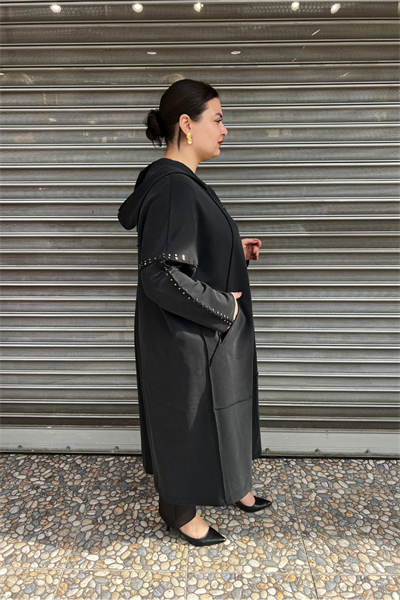 Selma Büyük Beden Zımba Detaylı Hırka/Kap