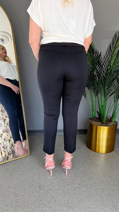 Selma Scuba Kumaş Yüksek Bel Likralı Beli Lastikli Kadın Pantolon