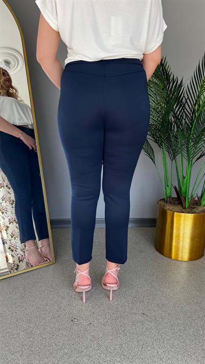 Selma Scuba Kumaş Yüksek Bel Likralı Beli Lastikli Kadın Pantolon