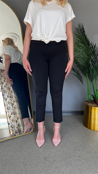 Selma Scuba Kumaş Yüksek Bel Likralı Beli Lastikli Kadın Pantolon