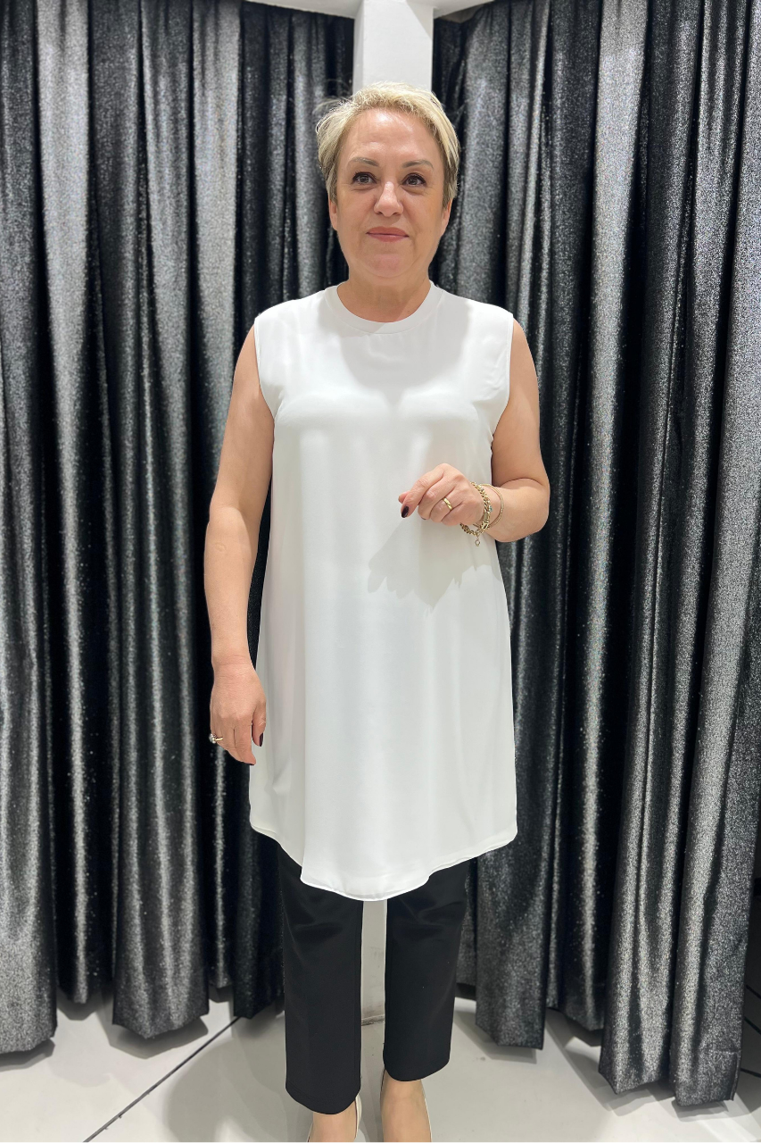 Selma Büyük Beden 90cm Kolsuz İçlik/Tunik