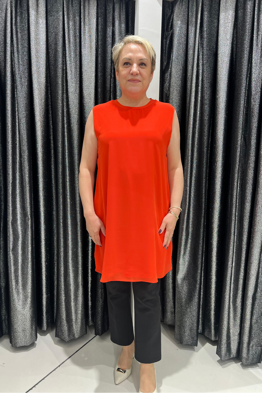 Selma Büyük Beden 90cm Kolsuz İçlik/Tunik