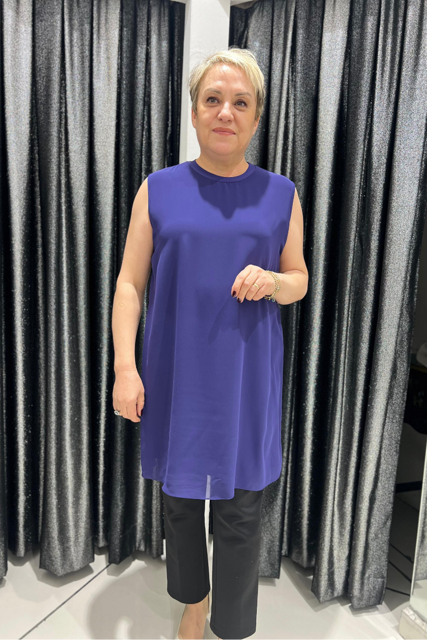 Selma Büyük Beden 90cm Kolsuz İçlik/Tunik