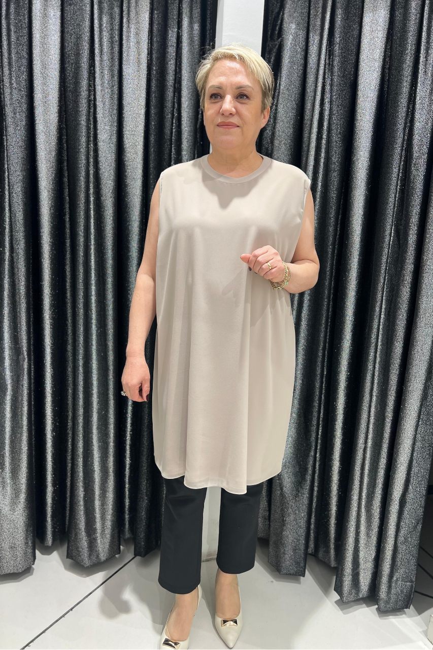 Selma Büyük Beden 90cm Kolsuz İçlik/Tunik
