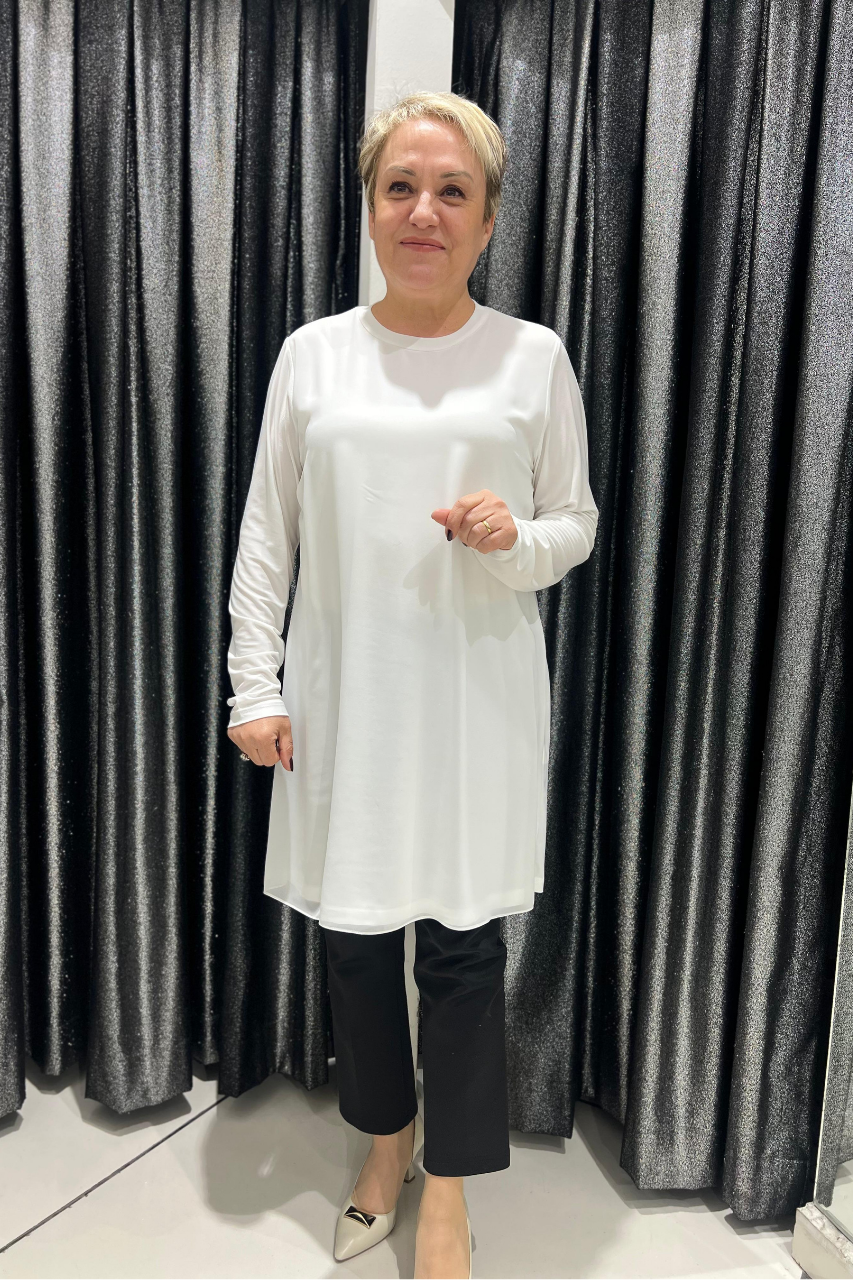 Selma Büyük Beden 90cm Uzun Kol İçlik/Tunik