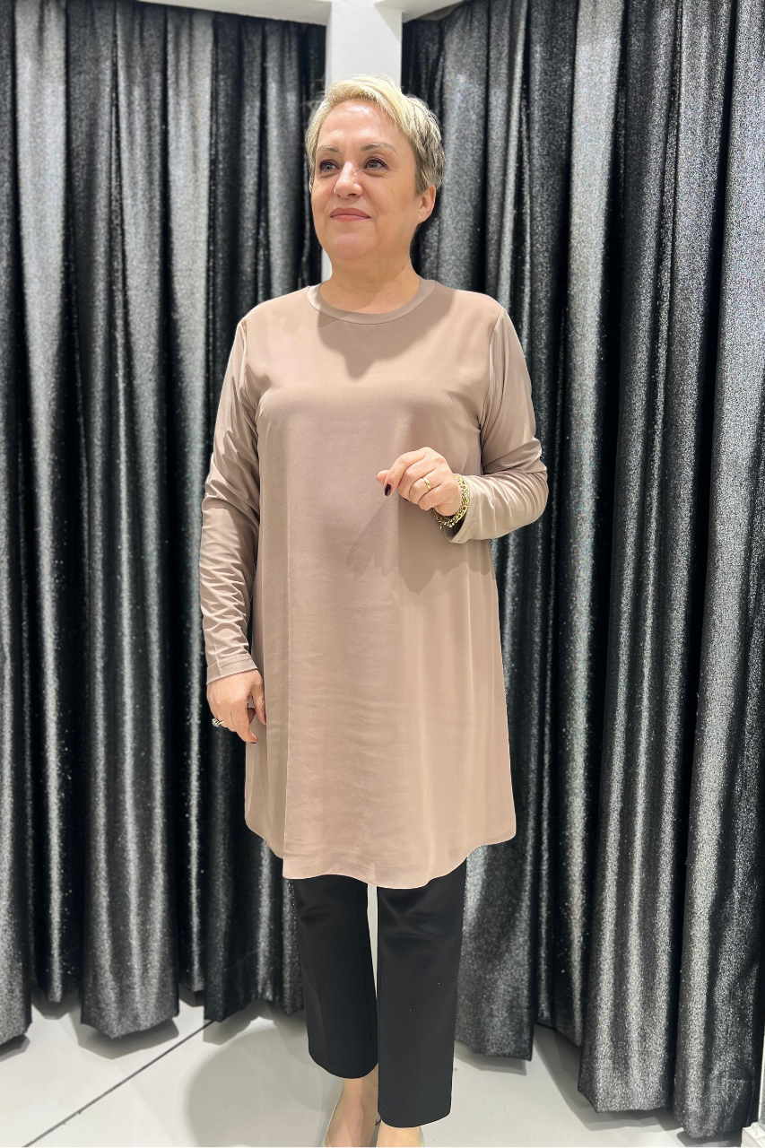 Selma Büyük Beden 90cm Uzun Kol İçlik/Tunik