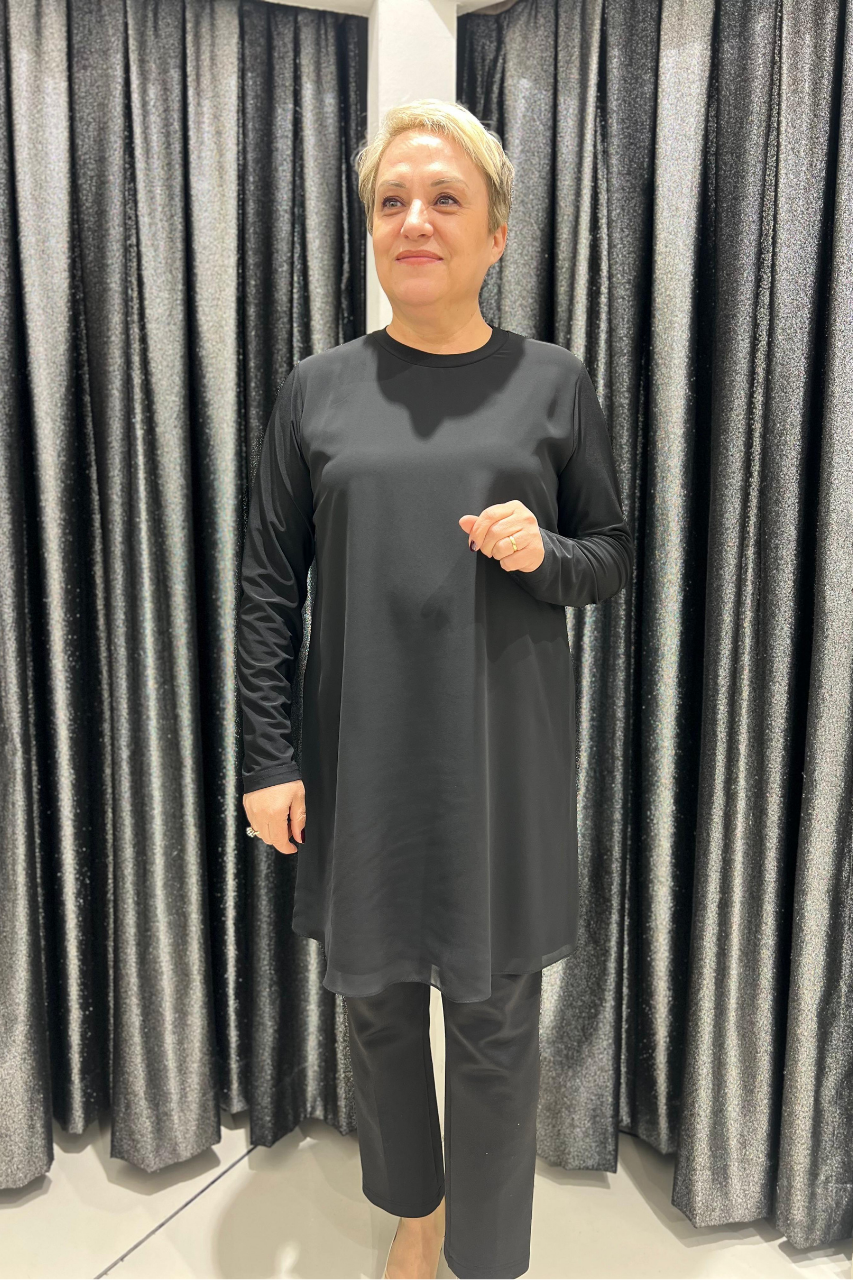 Selma Büyük Beden 90cm Uzun Kol İçlik/Tunik
