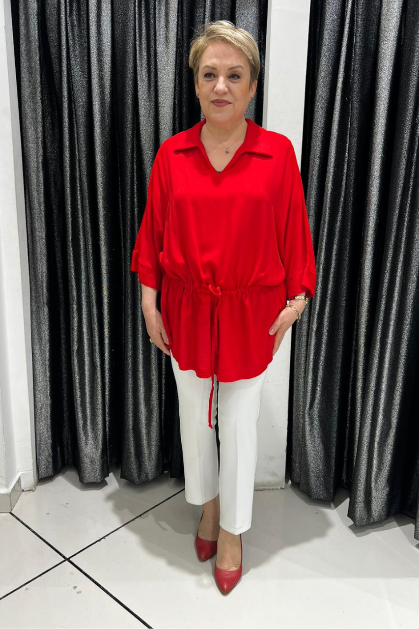 Selma Büyük Beden Büzgü Detaylı Bluz