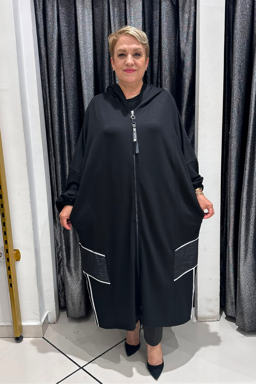 Selma Büyük Beden Dökümlü Rahat Kesim Hırka