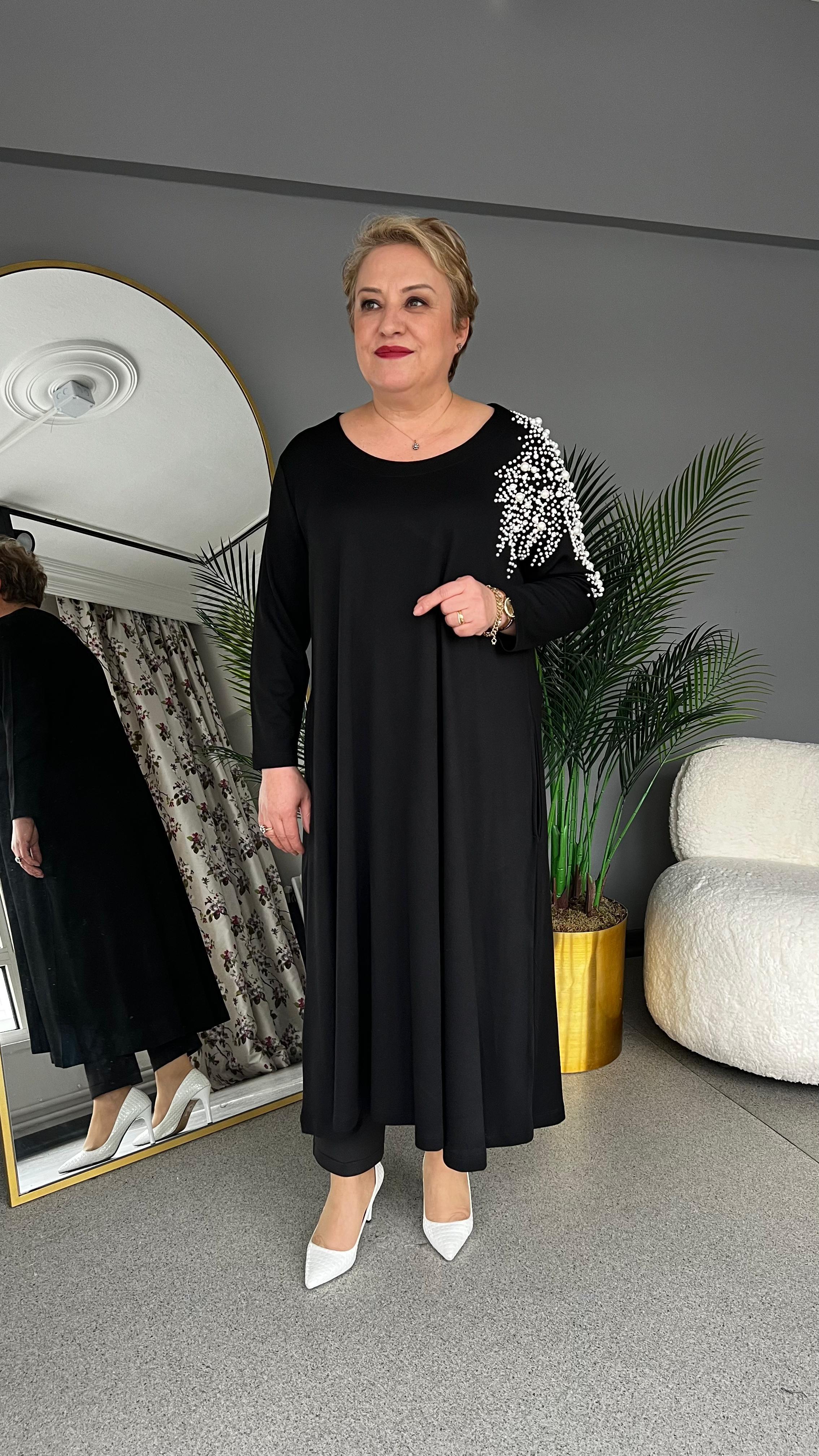 Selma Büyük Beden İnci Zarafeti Elbisesi