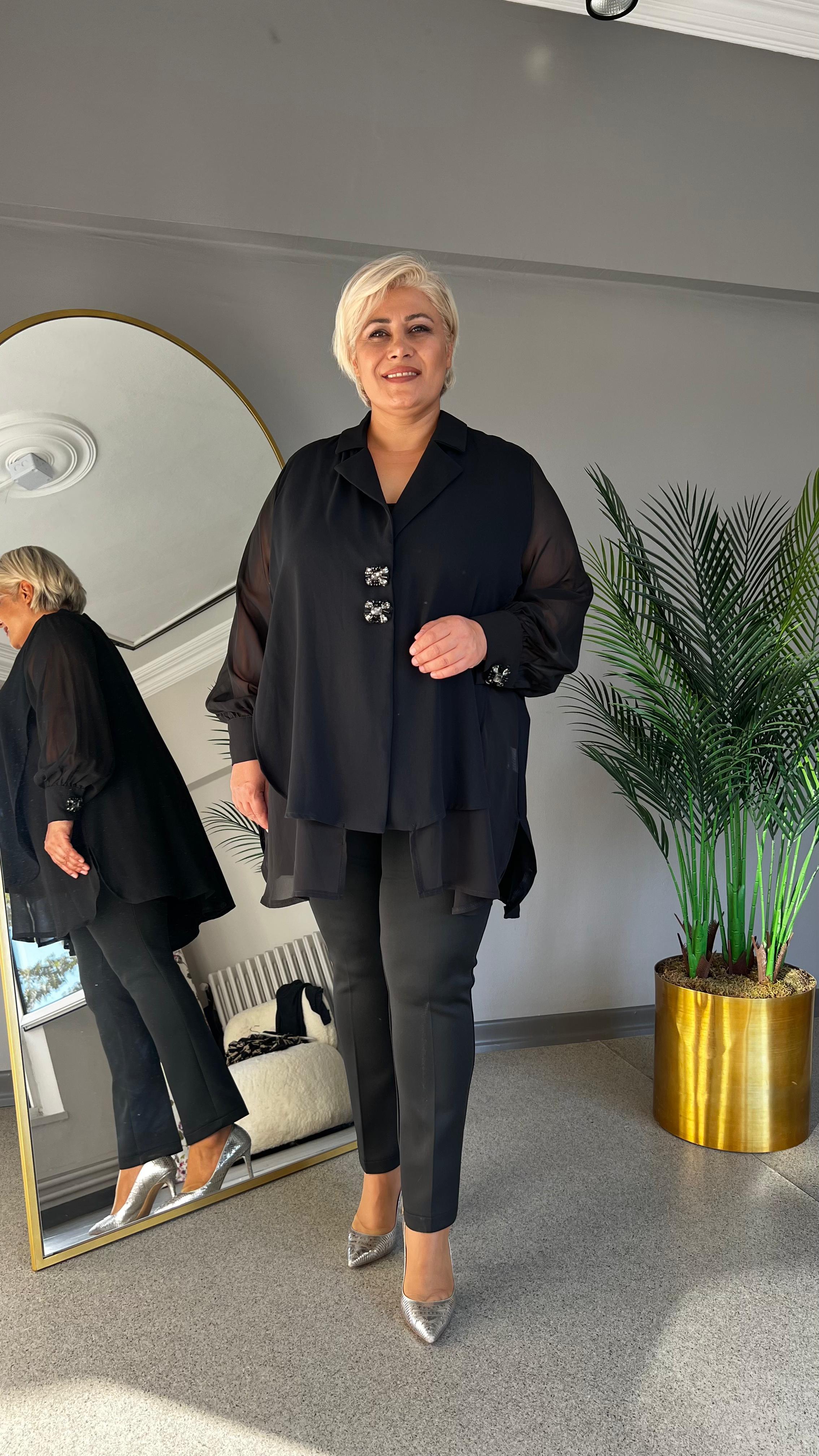 Selma Büyük Beden Krep Şifon Ceket