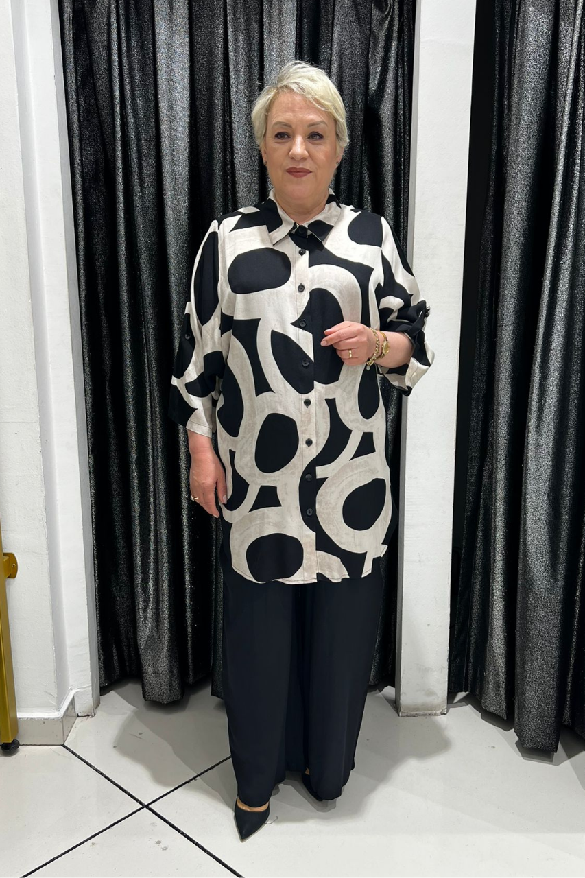 Selma Büyük Beden Modern Desenli Alt Üst Takım