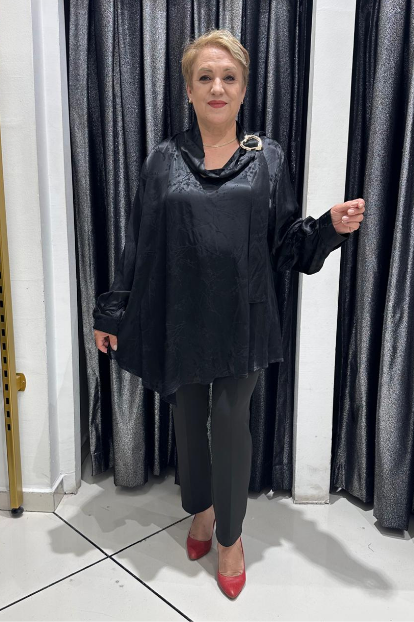Selma Büyük Beden Modern Detaylı Saten Tunik