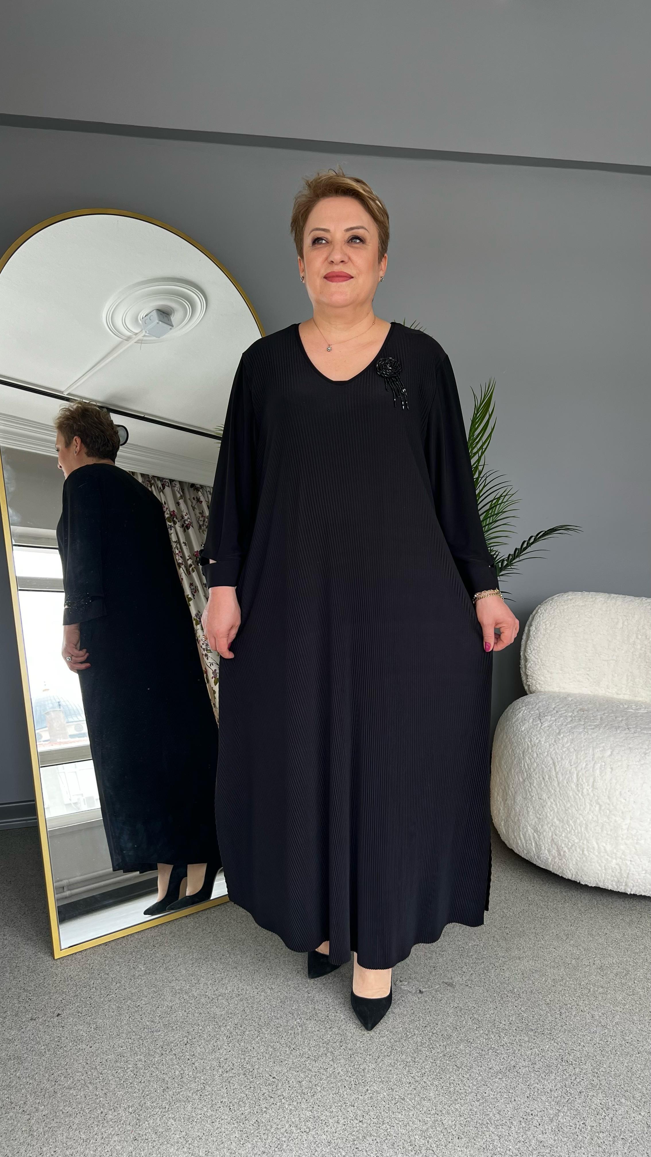 Selma Büyük Beden Plise Elbise