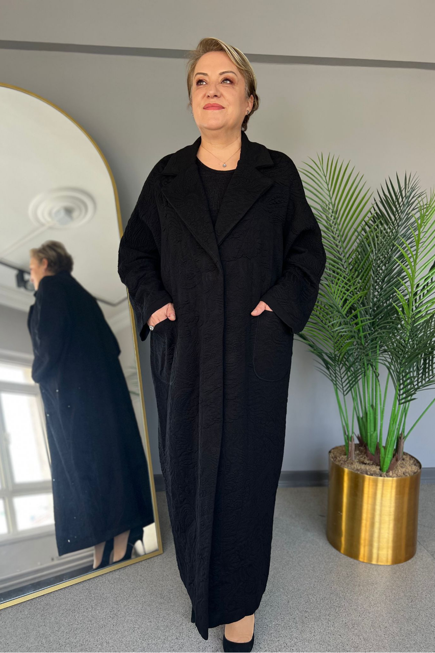 Selma Büyük Beden Rahat Kesim Cepli Kaban