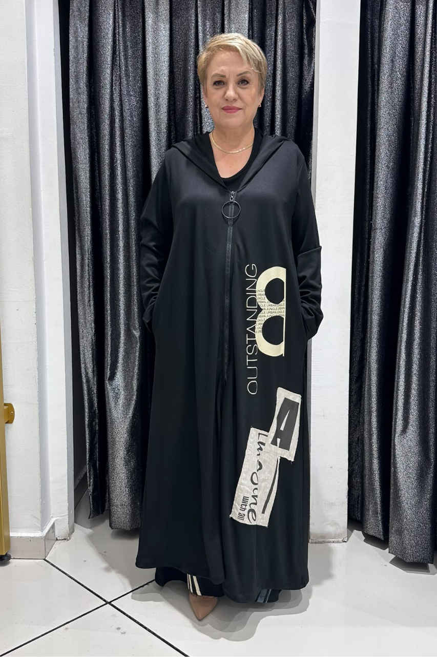Selma Büyük Beden Rahat Kesim Fermuarlı Kap