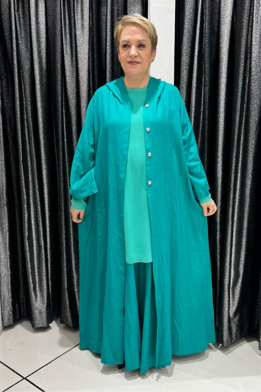Selma Büyük Beden Rahat Kesim Kapüşonlu Takım