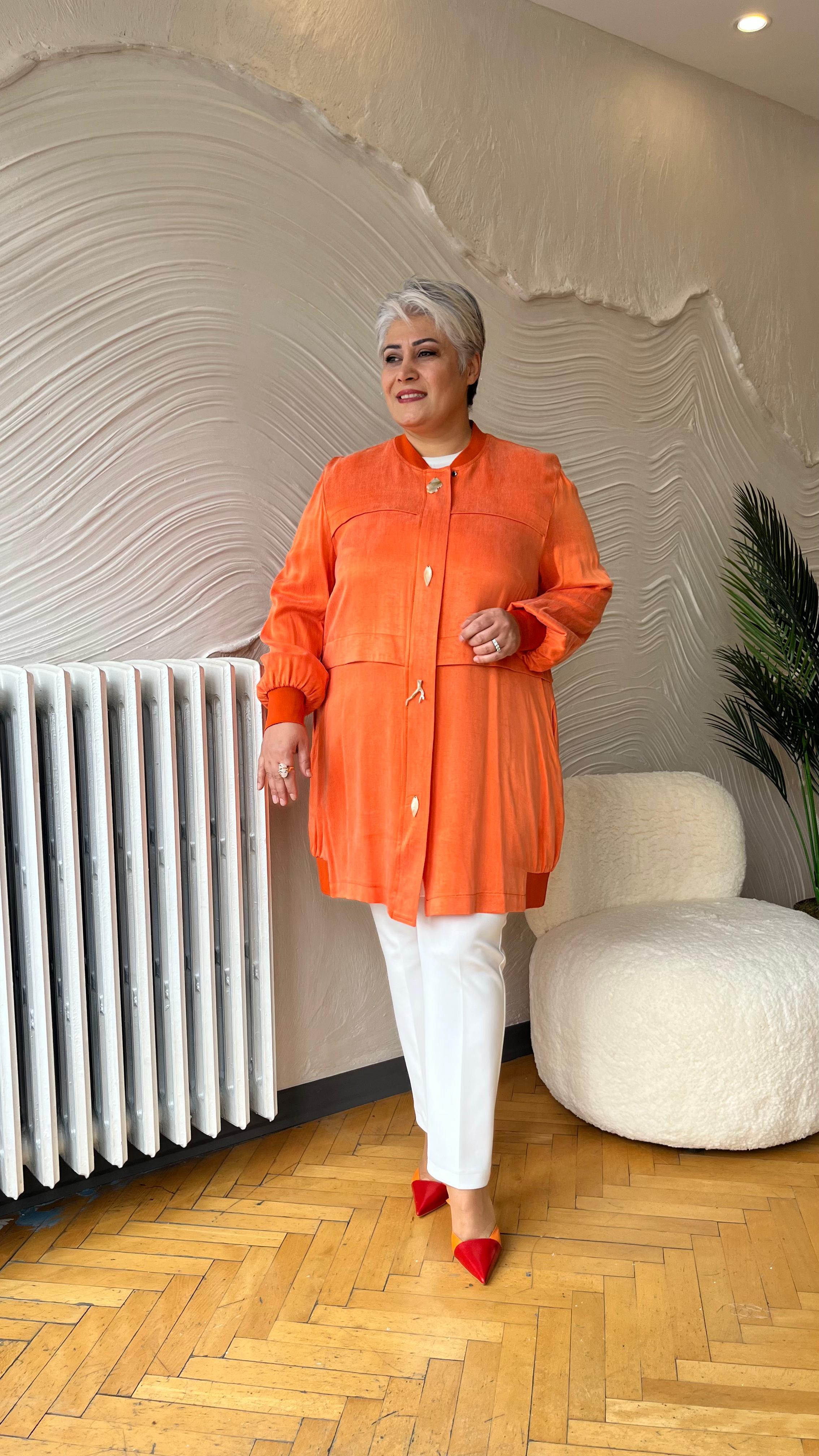 Selma Büyük Beden Ribana Detaylı İpek Kap