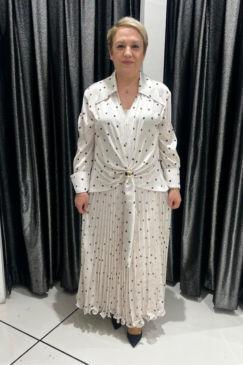 Selma Büyük Beden Saten Puantiye Takım