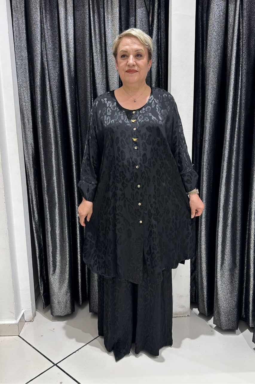 Selma Büyük Beden Şık Pamuk Saten Alt Üst Takım
