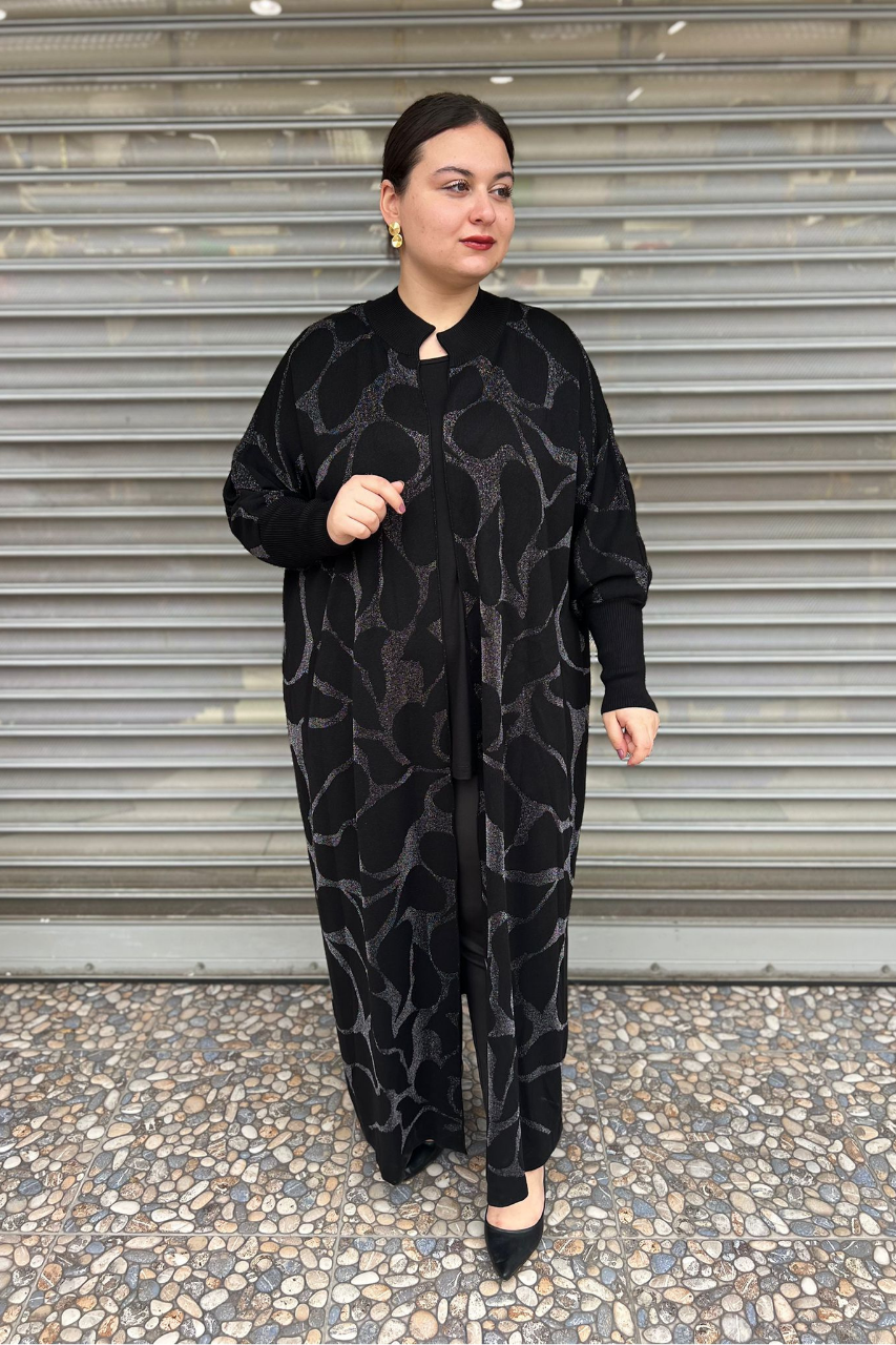 Selma Büyük Beden Tam Boy Tasarım Hırka