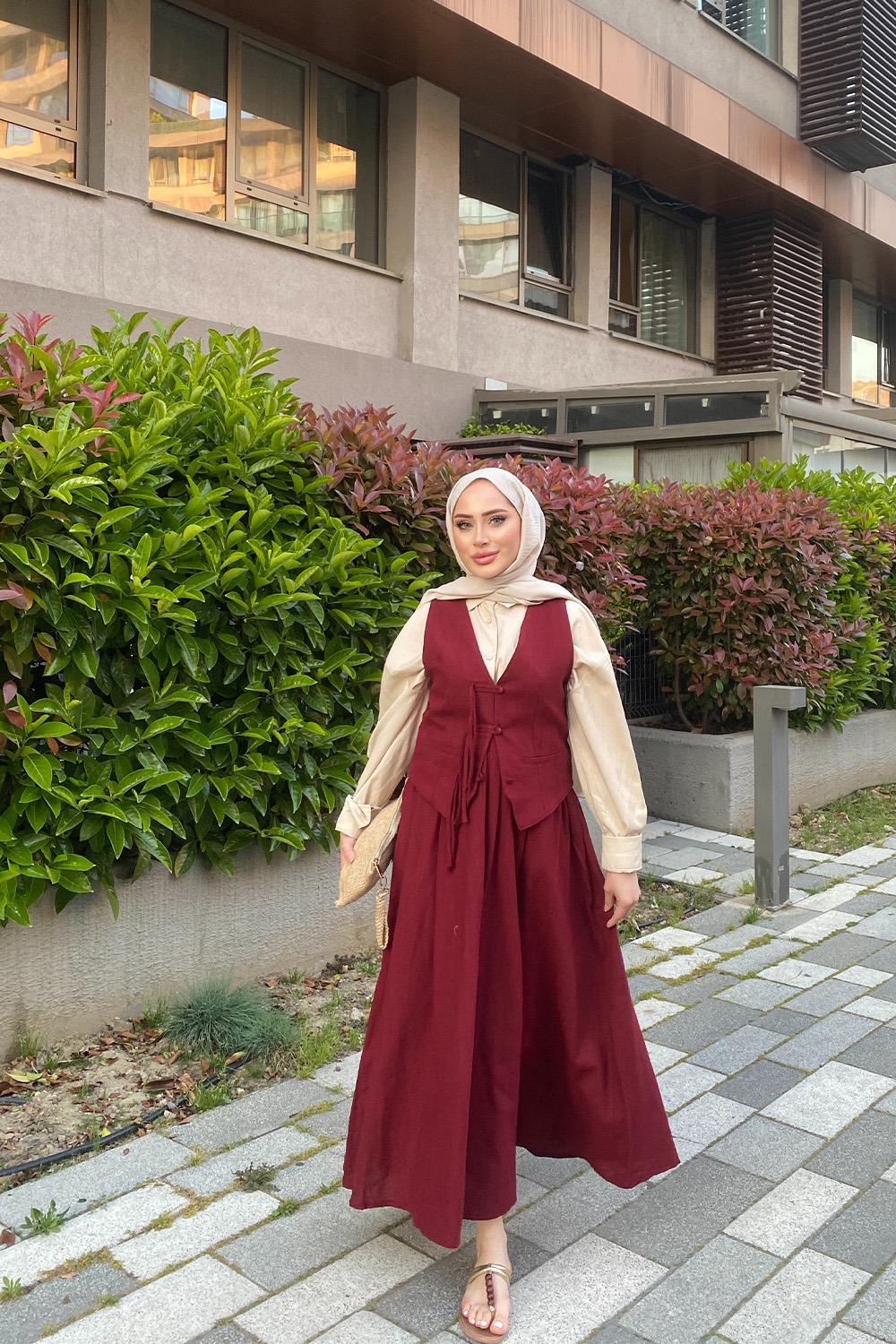 AFRA YELEKLİ HAM KETEN TAKIM