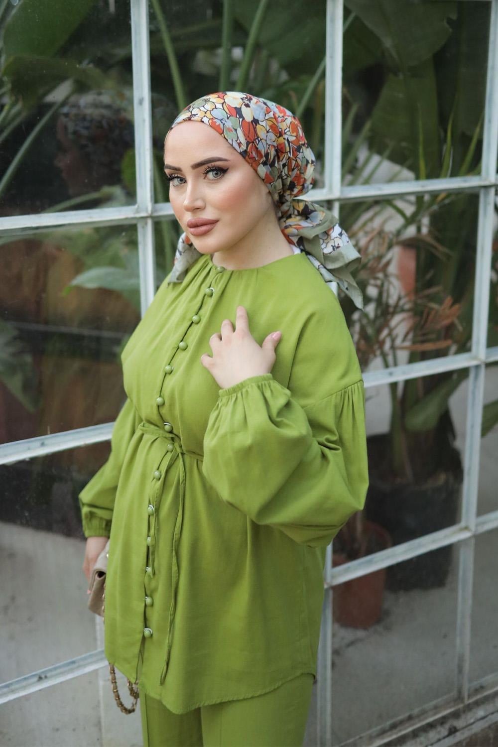 PEARL DÜĞMELİ KETEN TAKIM