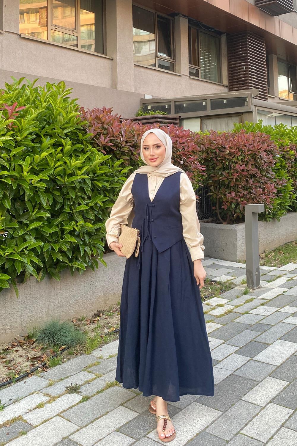 AFRA YELEKLİ HAM KETEN TAKIM