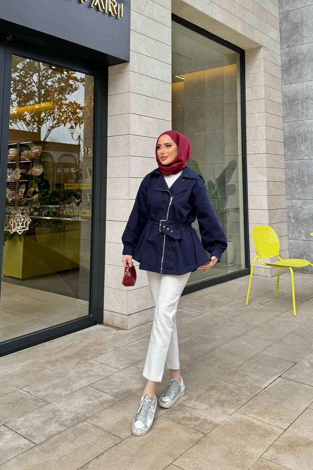 DİNA KEMERLİ KOT CEKET