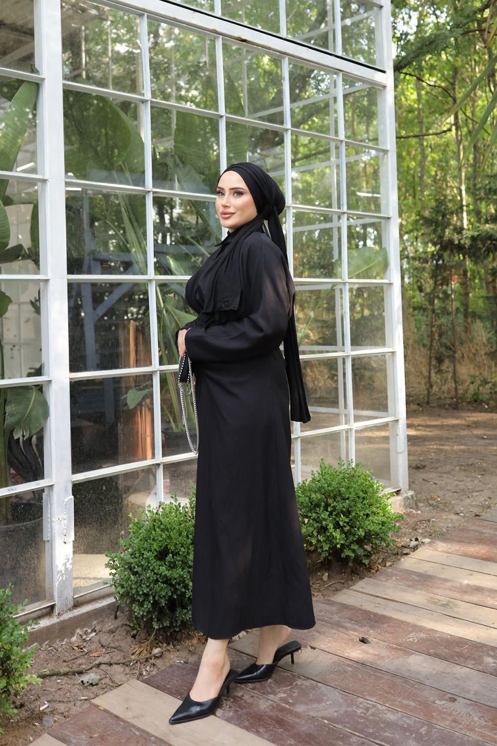 LEVURE ELBİSE SİYAH