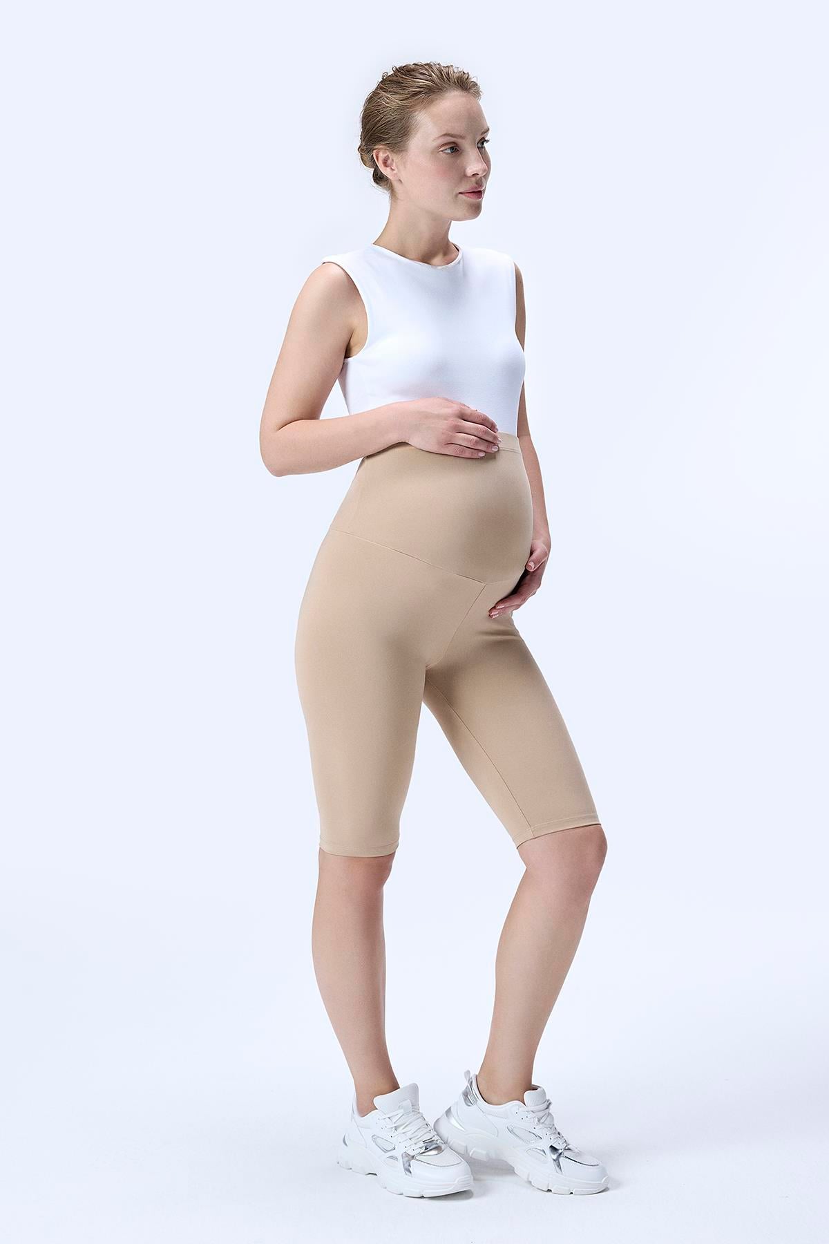 İmaj 715 Bej Renk  Extra Yumuşak Dokulu, Toparlayıcı ve  Esnek Etkili Yüksek Bel Hamile Tayt