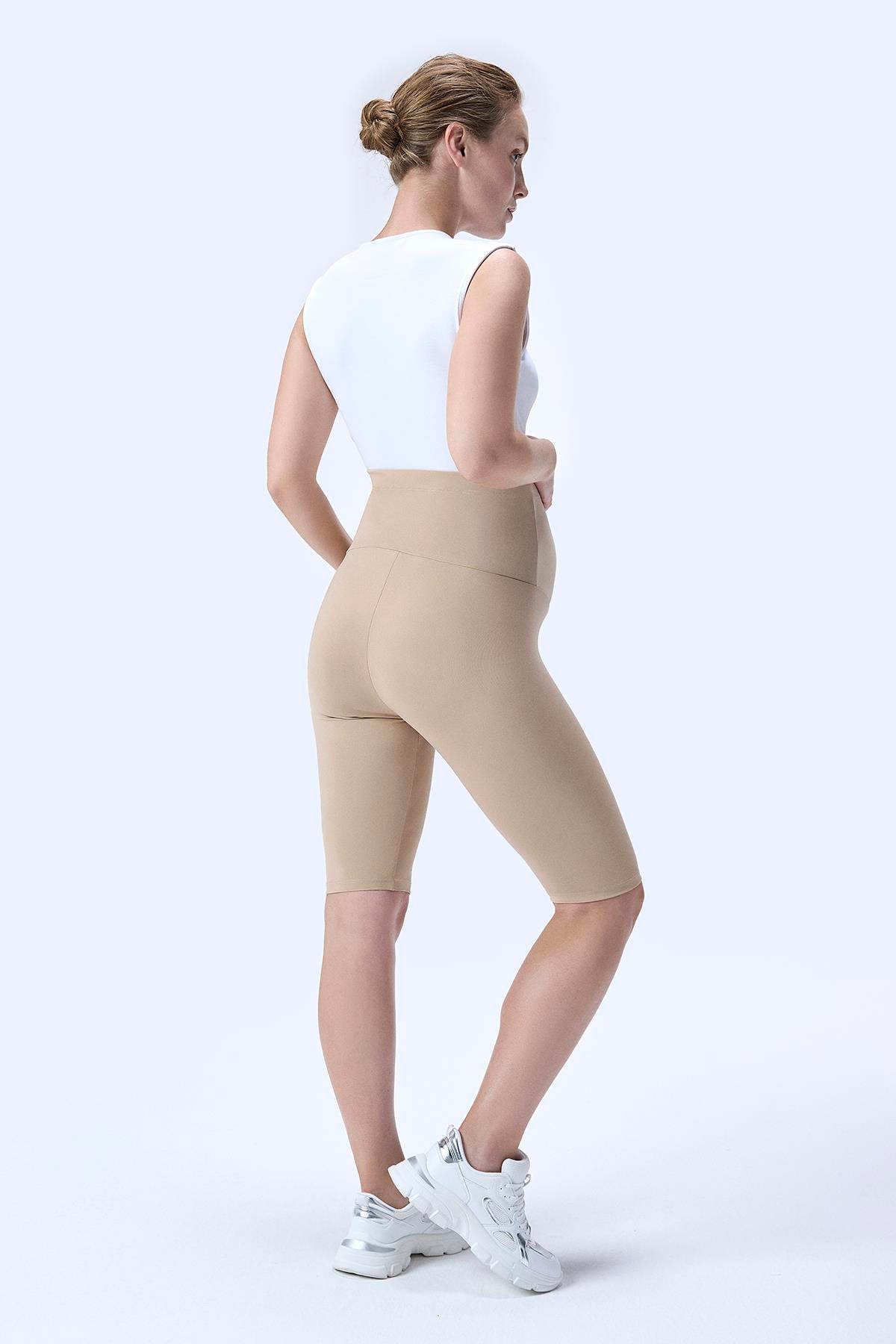 İmaj 715 Bej Renk  Extra Yumuşak Dokulu, Toparlayıcı ve  Esnek Etkili Yüksek Bel Hamile Tayt