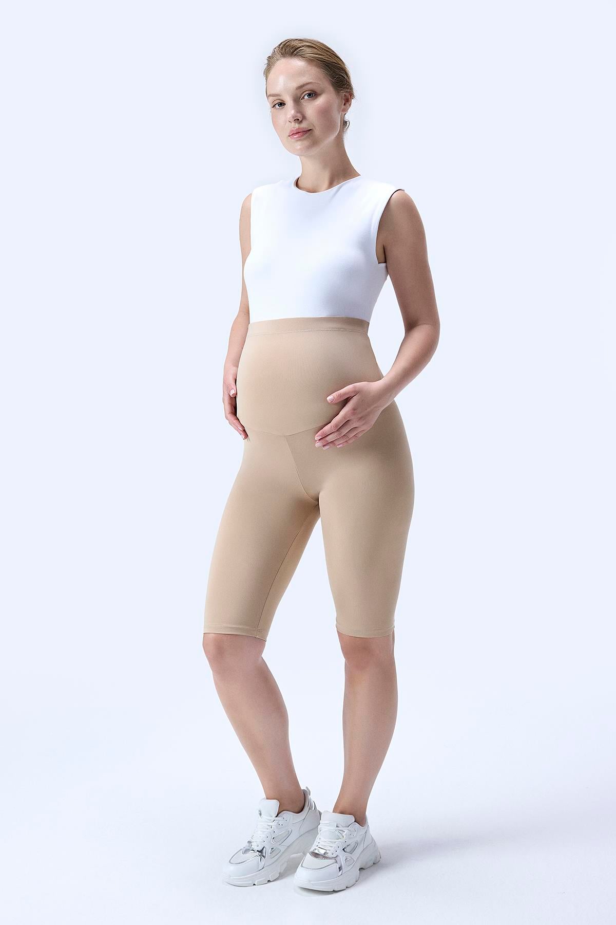 İmaj 715 Bej Renk  Extra Yumuşak Dokulu, Toparlayıcı ve  Esnek Etkili Yüksek Bel Hamile Tayt