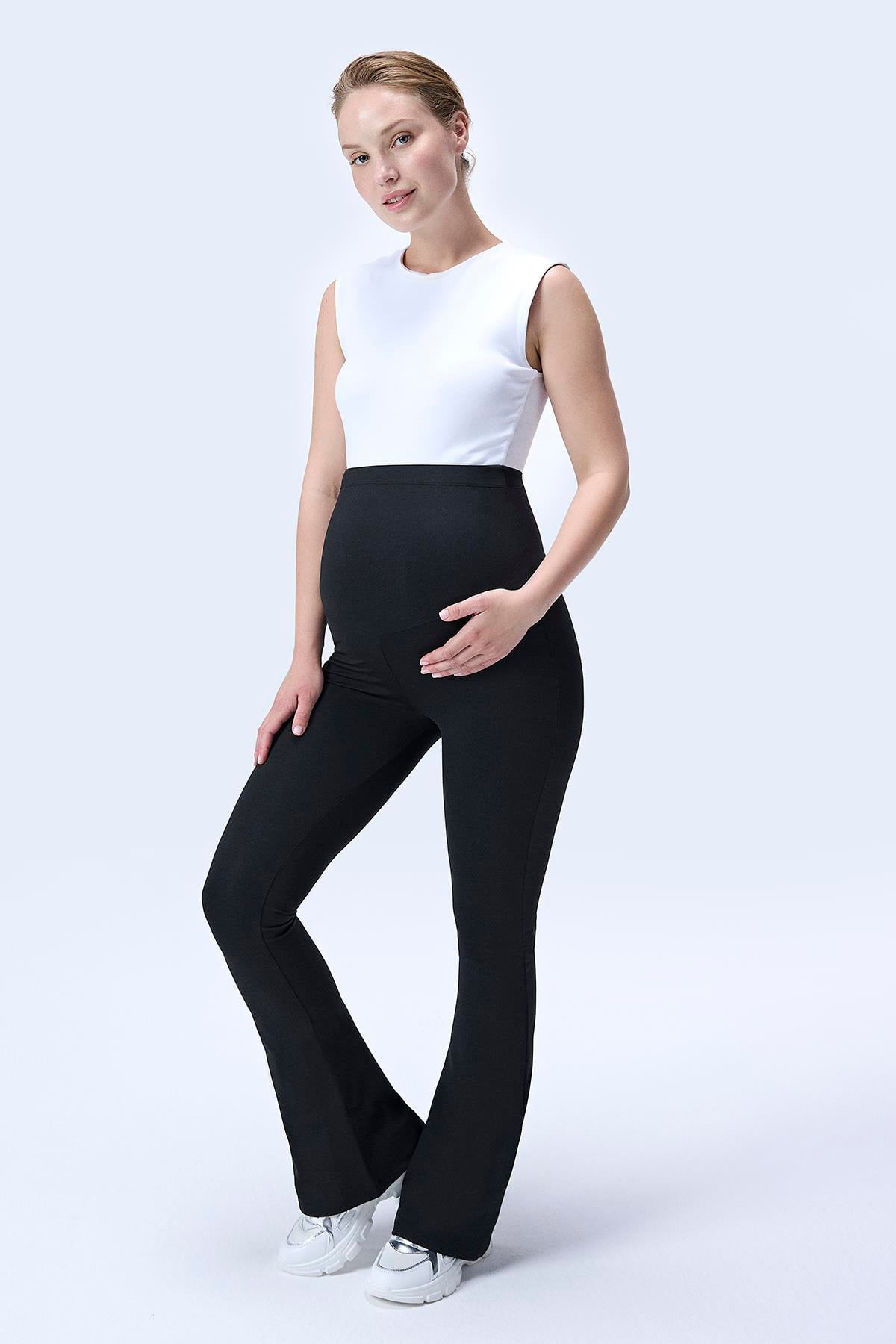 İmaj 716 Siyah Renk Extra Yumuşak Dokulu, Toparlayıcı ve  Esnek Etkili Yüksek Bel Hamile Tayt