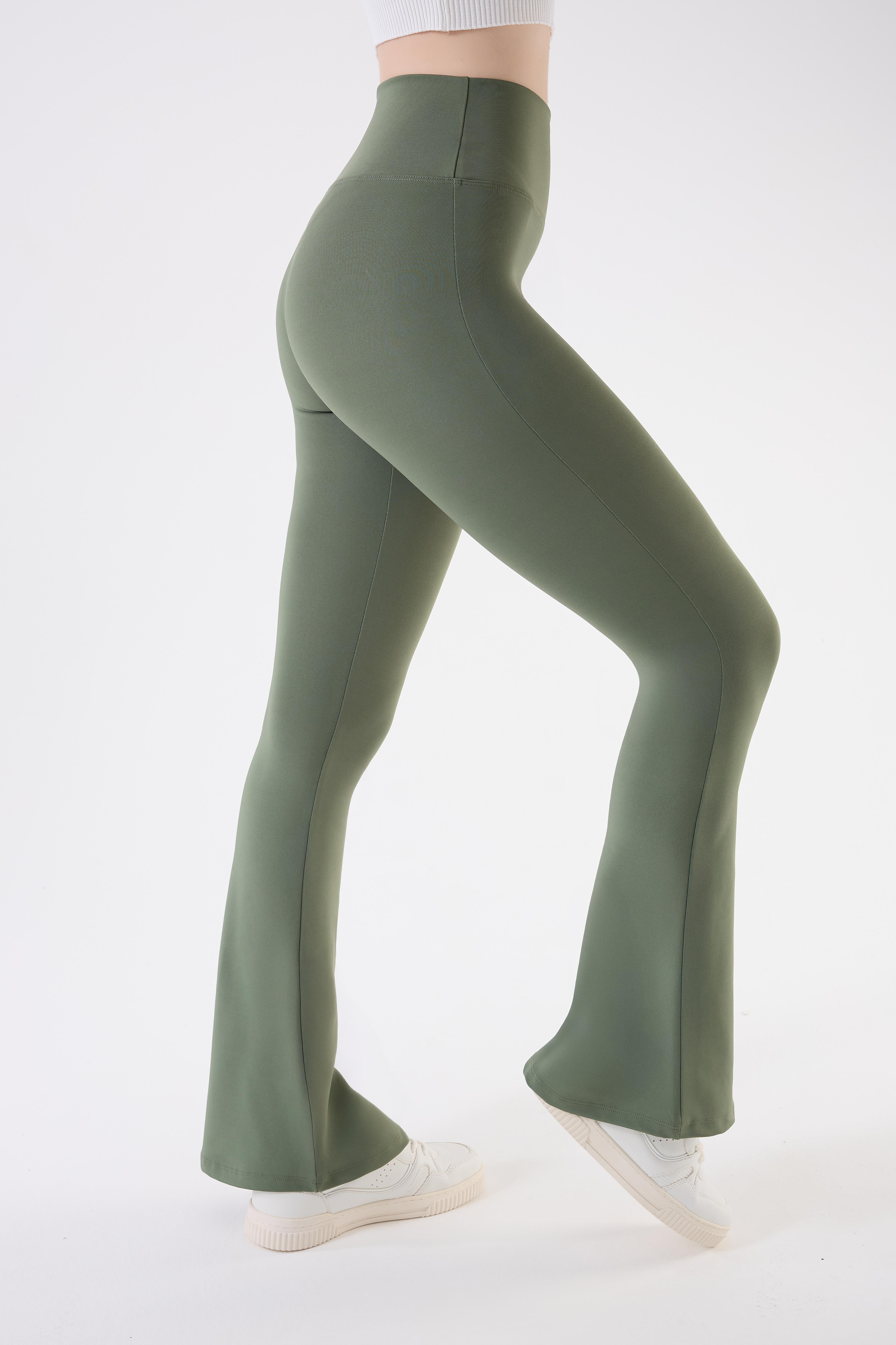 İmaj 717 Yeşil Renk  Ekstra Yumuşak Dokulu,Toparlayıcı ve Esnek Etkili Yüksek Bel İspanyol Paça Tayt