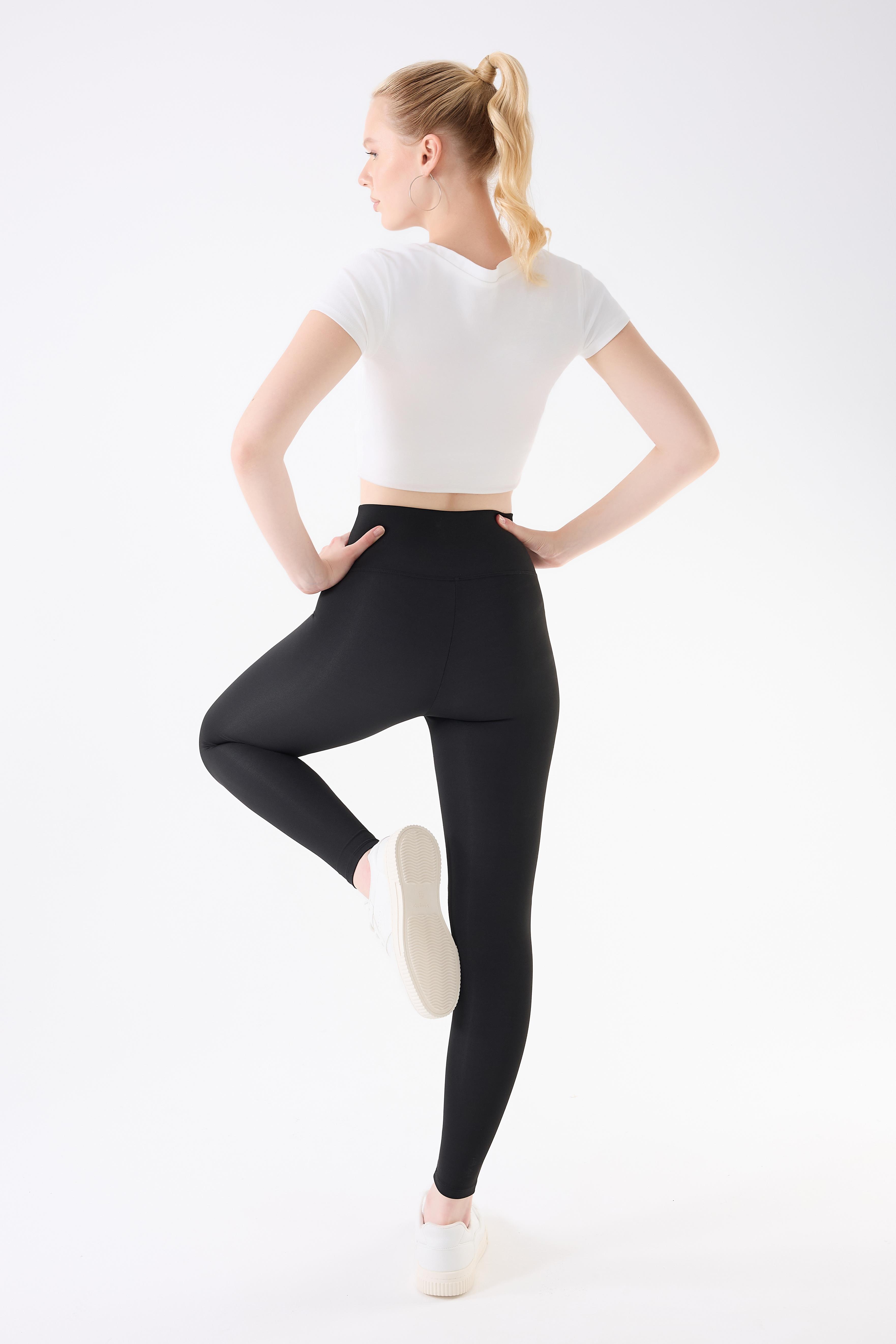 İmaj 706 Siyah Renk Ekstra Yumuşak Dokulu, Toparlayıcı ve Esnek Etkili Yüksek Bel Tayt