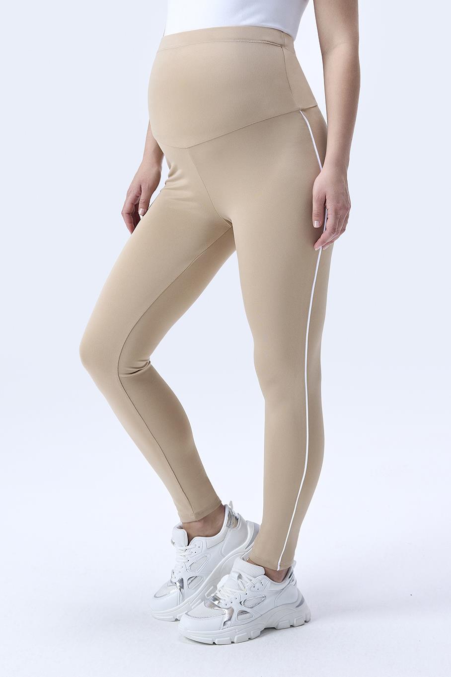 İmaj 356 Bej Renk Biyeli Toparlayıcı ve Extra Esnek Etkili Yüksek Bel Hamile Tayt