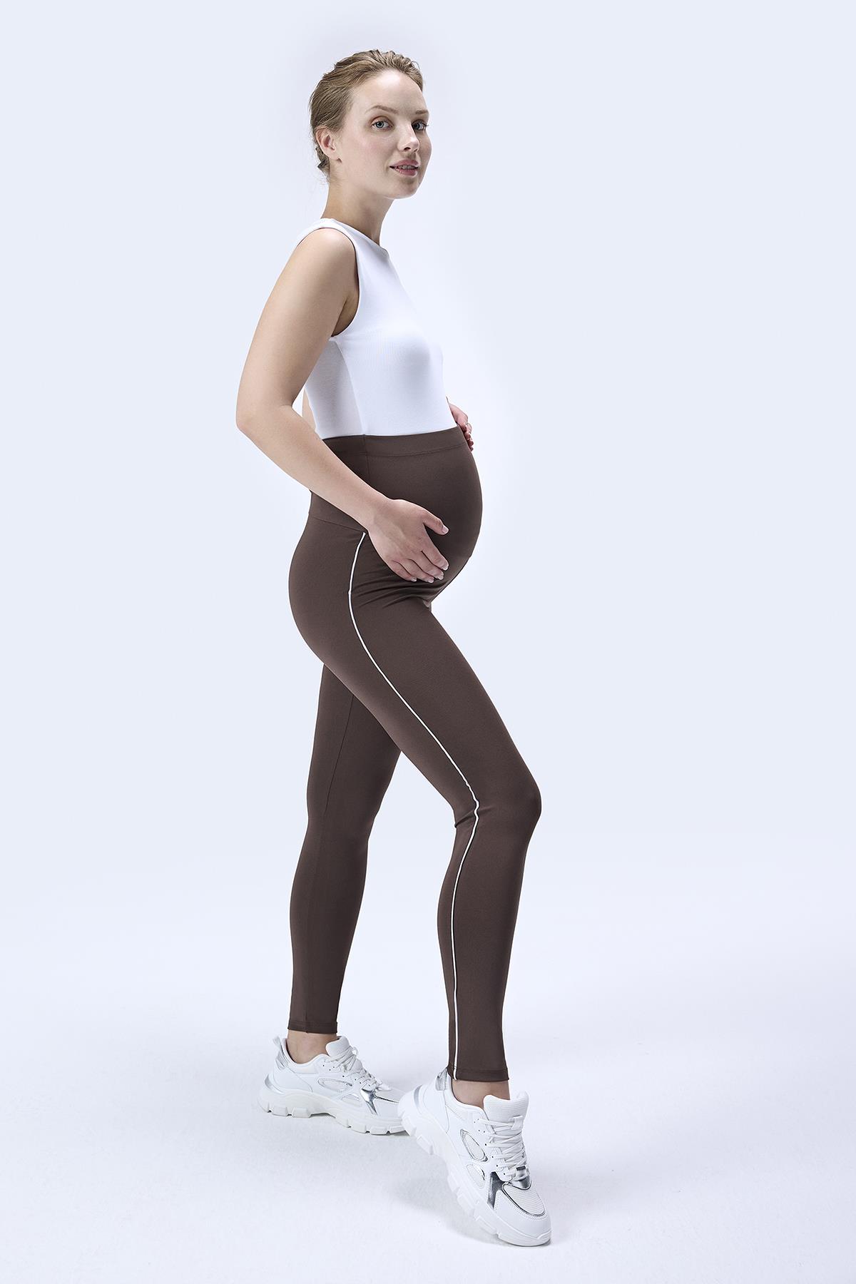 İmaj 356 Kahverengi Renk Biyeli  Toparlayıcı ve Extra Esnek Etkili Yüksek Bel Hamile Tayt